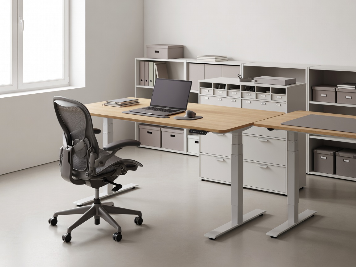 Clean, organized studio workspace with natural light and ergonomic planning
