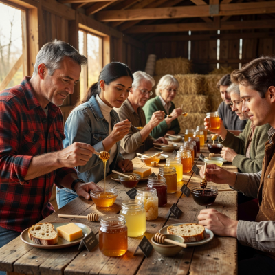 Honeycomb section dripping with fresh raw honey