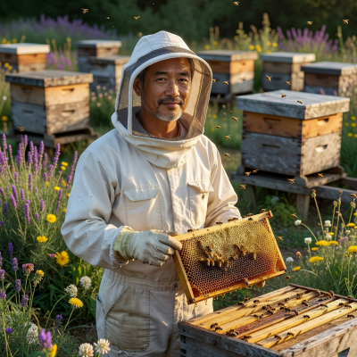 Portrait of Marcus Chen, Co-Founder and Head Beekeeper