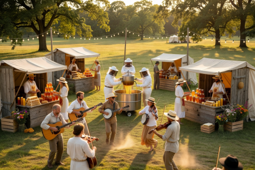 Summer solstice honey harvest festival with live music and vendors